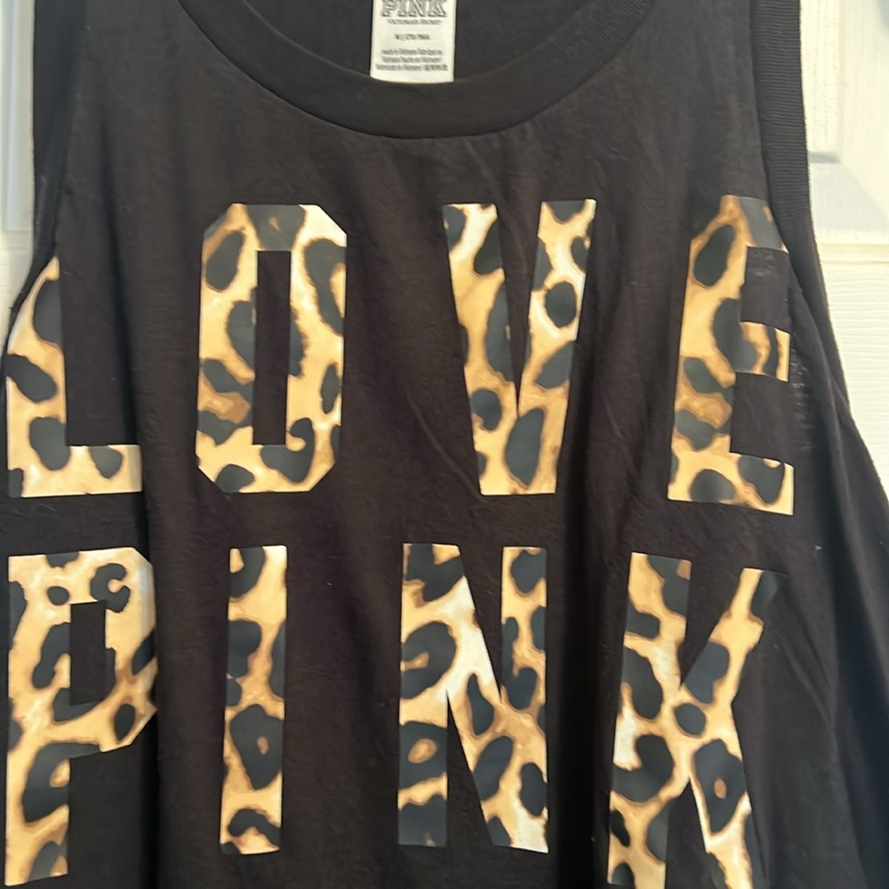 PINK Victoria's Secret Black Relaxed Graphic Tank Top - Picture 2 of 4